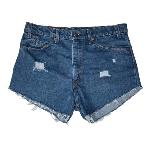 VINTAGE 1976 Orange Tab Levi’s 508 Cut-Off Denim Shorts - Picture 1 of 7